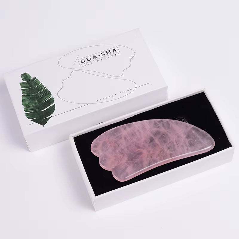Jade Gua Sha Tool Box Set Care Face Massager Natural Rose Stone Crystal Massage Neck Beauty Body Traditional SPA Healing Health