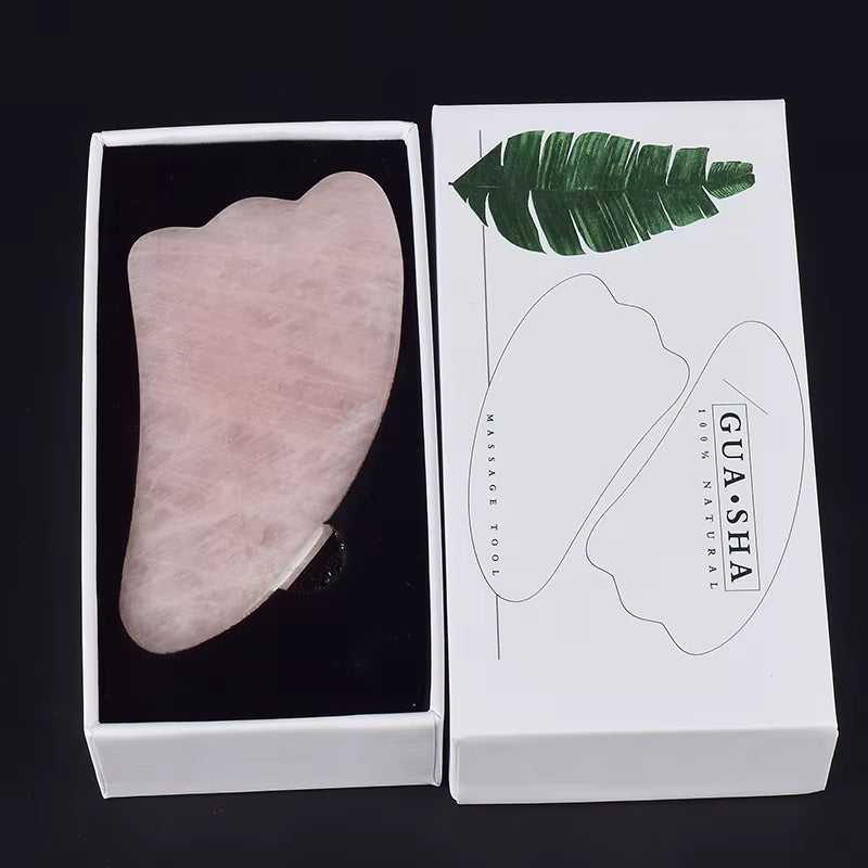 Jade Gua Sha Tool Box Set Care Face Massager Natural Rose Stone Crystal Massage Neck Beauty Body Traditional SPA Healing Health