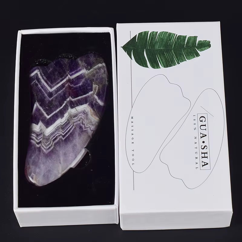 Jade Gua Sha Tool Box Set Care Face Massager Natural Rose Stone Crystal Massage Neck Beauty Body Traditional SPA Healing Health