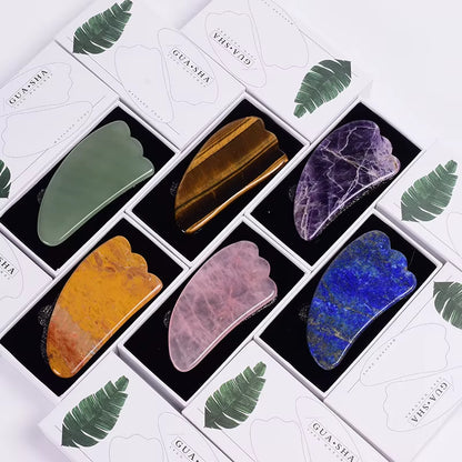 Jade Gua Sha Tool Box Set Care Face Massager Natural Rose Stone Crystal Massage Neck Beauty Body Traditional SPA Healing Health