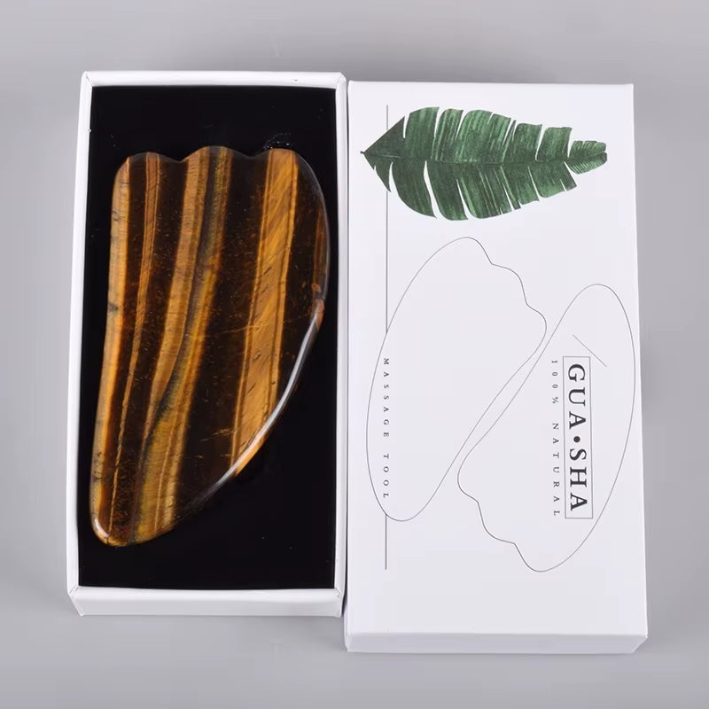 Jade Gua Sha Tool Box Set Care Face Massager Natural Rose Stone Crystal Massage Neck Beauty Body Traditional SPA Healing Health