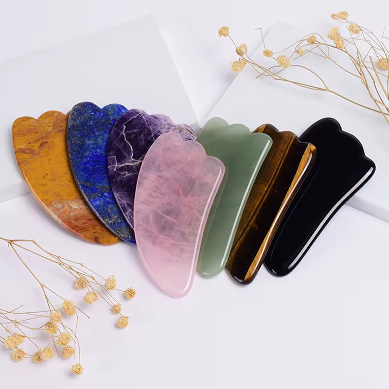 Jade Gua Sha Tool Box Set Care Face Massager Natural Rose Stone Crystal Massage Neck Beauty Body Traditional SPA Healing Health