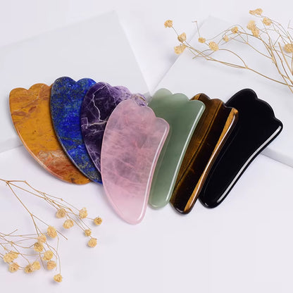 Jade Gua Sha Tool Box Set Care Face Massager Natural Rose Stone Crystal Massage Neck Beauty Body Traditional SPA Healing Health